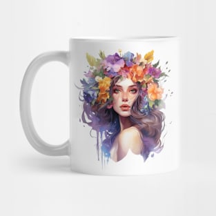 Woman with flowers on her head Mug